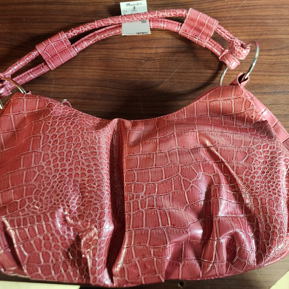 Pink Faux alligator purse NWT